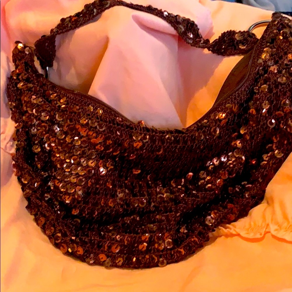 Slinky sequined chocolate hobo bag!